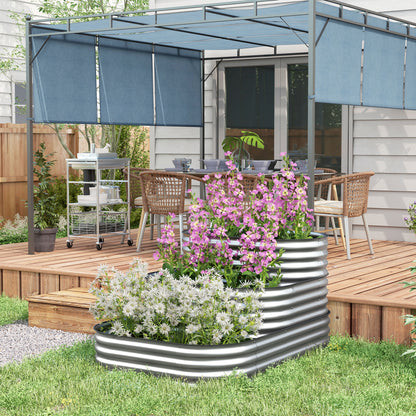 Metal Raised Bed, 3-Tier Planting Box, DIY Planter Box, Herb Bed with Safety Edges, Vegetable Bed for Garden, Balcony, Silver, 158 x 109 x 82 cm