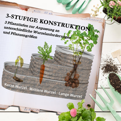 Metal Raised Bed, 3-Tier Planting Box, DIY Planter Box, Herb Bed with Safety Edges, Vegetable Bed for Garden, Balcony, Silver, 158 x 109 x 82 cm