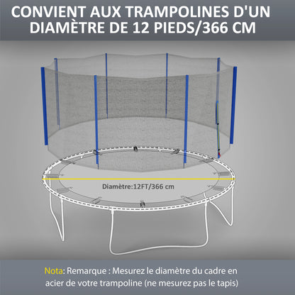 SPORTNOW Replacement Net for Ø 366 cm Trampolines 8 Straight Poles Safety Net for Trampolines, Round Net with Zipper Entrance