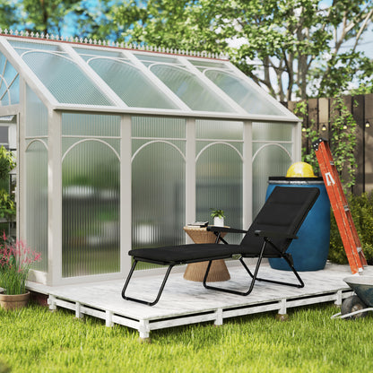 Folding Sun Lounger with 6 Reclining Positions High Comfort with Mattress + Armrests Steel Polyester Black