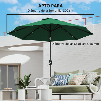 3m Umbrella Replacement Canopy Replacement Cover for Patio Umbrella with Top Vent UV 50+ Protection Polyester Outdoor Parasol Cover Green