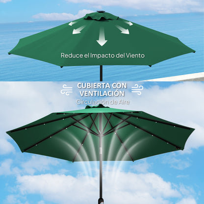 3m Umbrella Replacement Canopy Replacement Cover for Patio Umbrella with Top Vent UV 50+ Protection Polyester Outdoor Parasol Cover Green