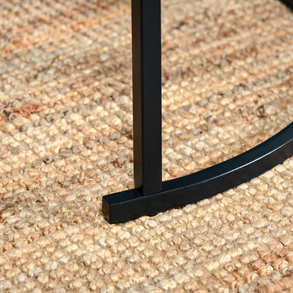 Set of 2 Modern Stackable Round Side Tables with Faux Marble Top and Steel Frame Ø60x46 cm and Ø40x40 cm Black