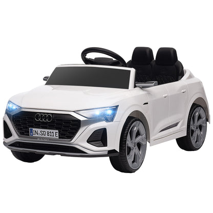 Kids Electric Car 12V Children's Car with 2.4G Remote Control, MP3 Music & Horn, Electric Vehicle with Headlight, 4 Sprung Wheels, 3-5 km/h, for 3-4 Years Kids, White