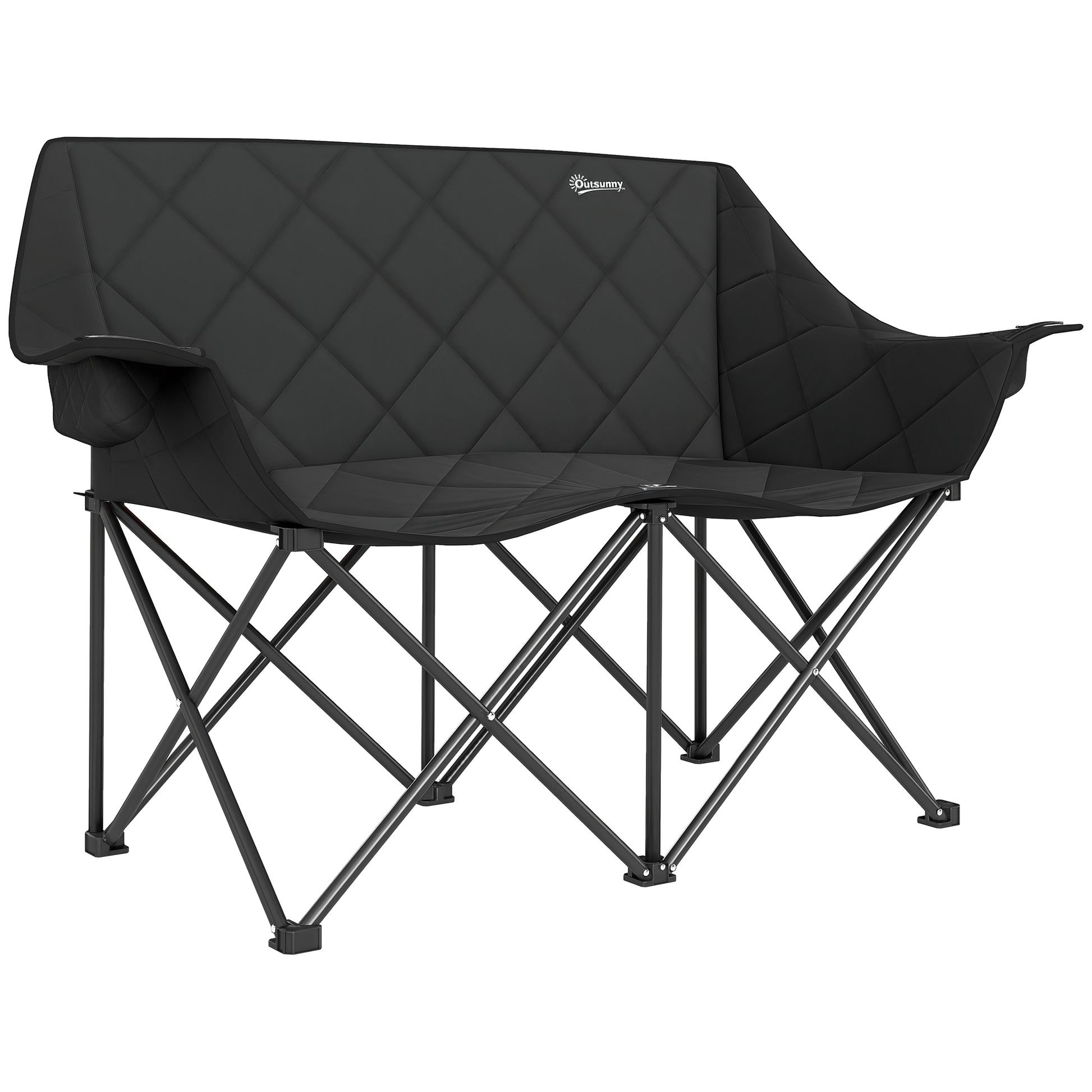 Folding Chair for 2 People Camping Chair with Cooler Bags Carrying Bag Outdoor Foldable Chair Supports up to 250kg Sturdy Lightweight Padded Fishing Chair Garden Chair for Garden Camping Beach