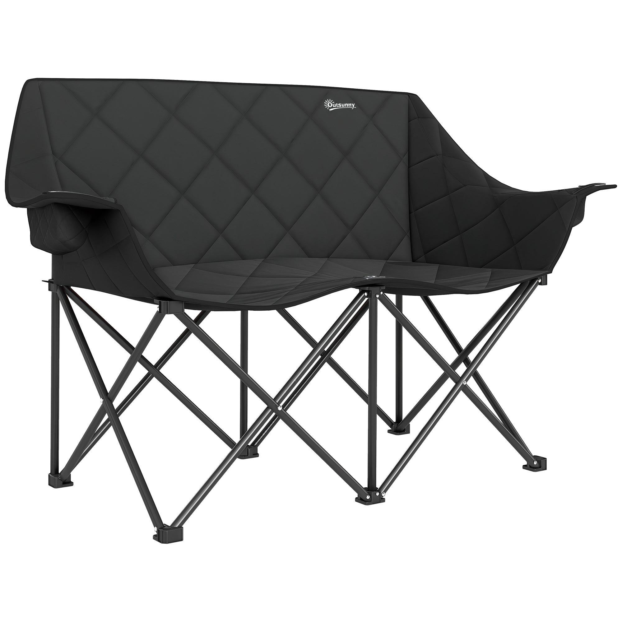 Folding Chair for 2 People Camping Chair with Cooler Bags Carrying Bag Outdoor Foldable Chair Supports up to 250kg Sturdy Lightweight Padded Fishing Chair Garden Chair for Garden Camping Beach