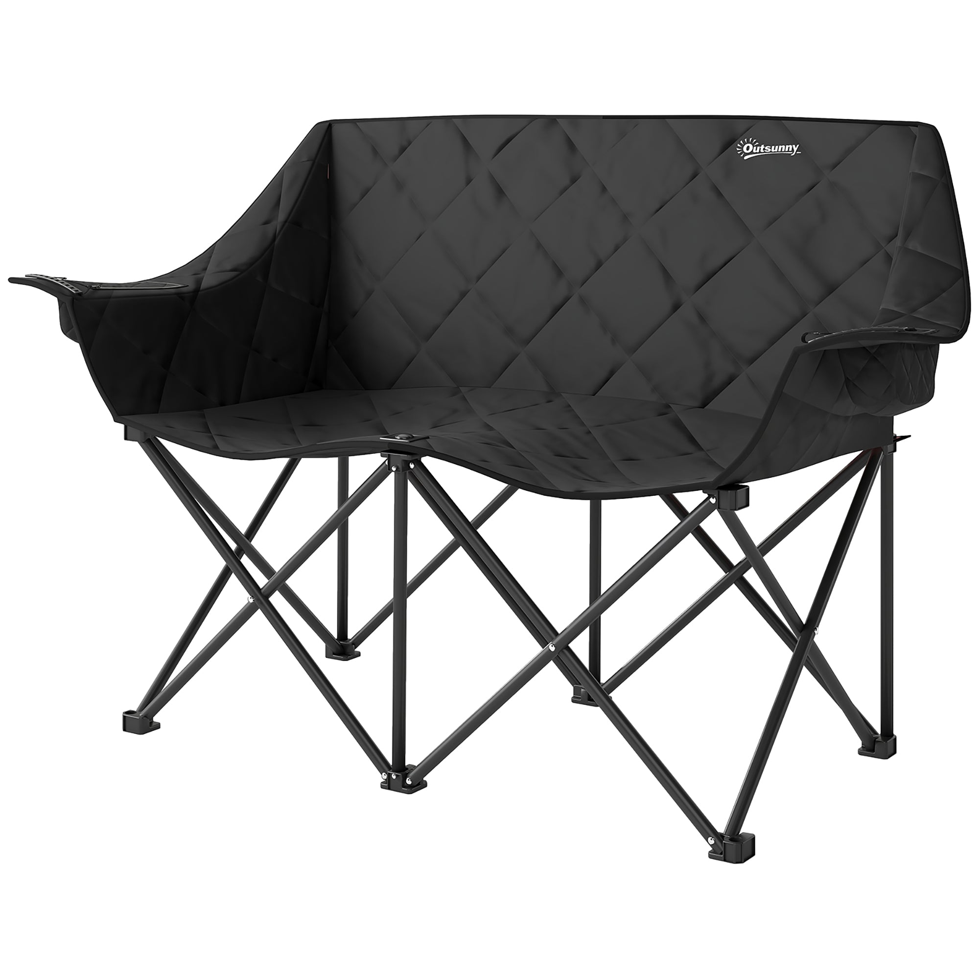 Folding Chair for 2 People Camping Chair with Cooler Bags Carrying Bag Outdoor Foldable Chair Supports up to 250kg Sturdy Lightweight Padded Fishing Chair Garden Chair for Garden Camping Beach