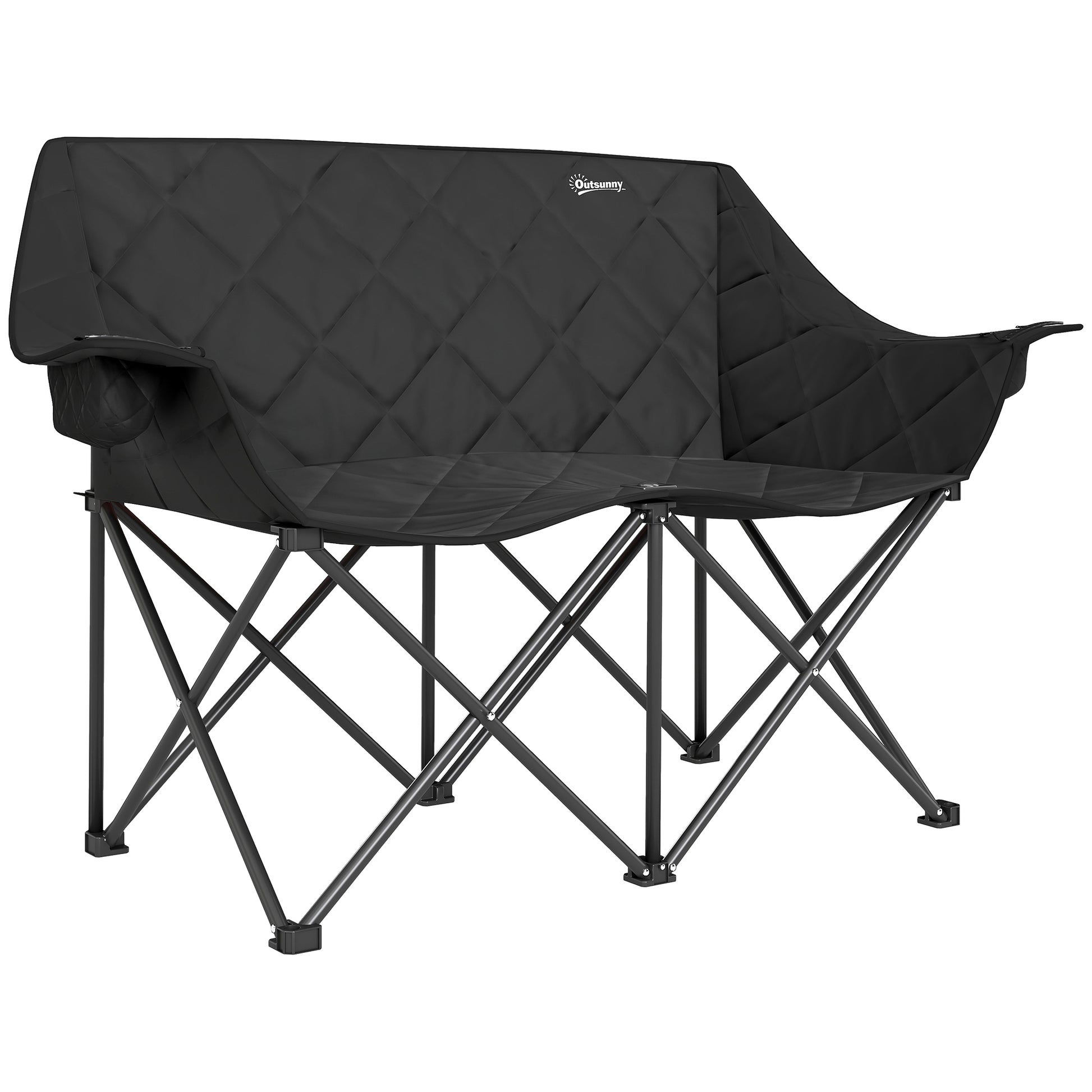 Folding Chair for 2 People Camping Chair with Cooler Bags Carrying Bag Outdoor Foldable Chair Supports up to 250kg Sturdy Lightweight Padded Fishing Chair Garden Chair for Garden Camping Beach