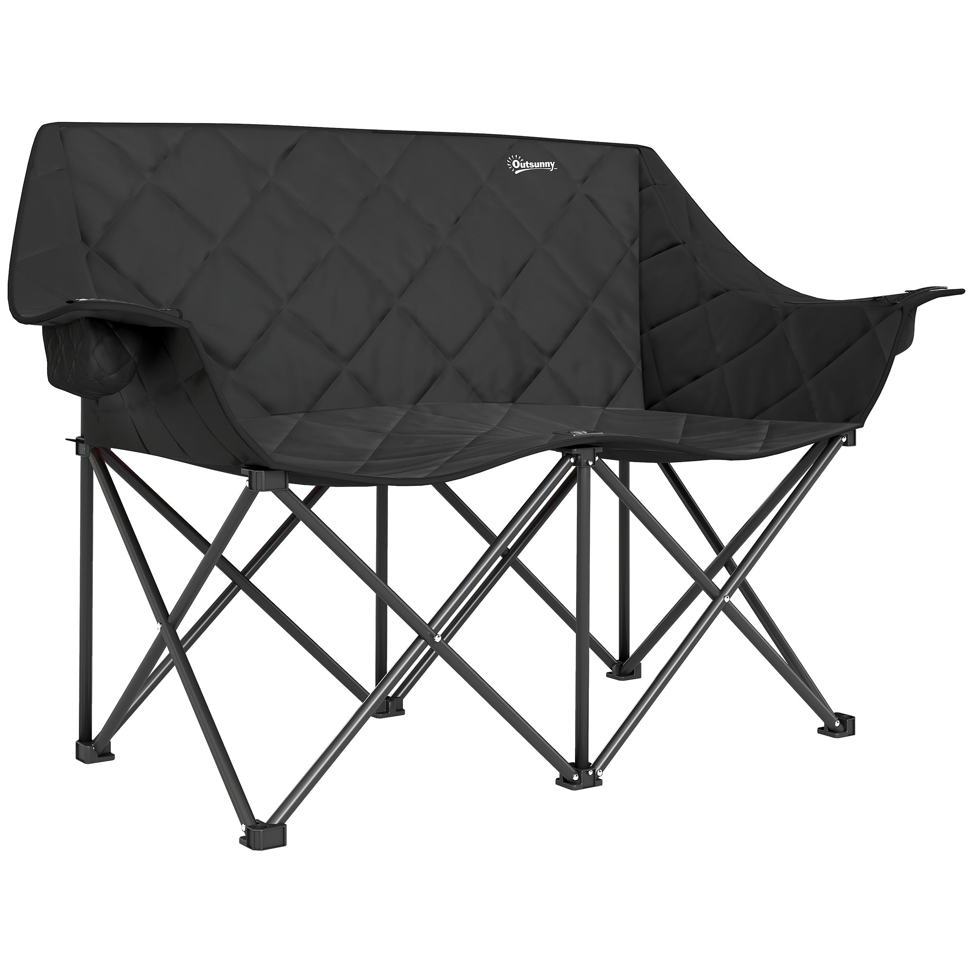 Folding Chair for 2 People Camping Chair with Cooler Bags Carrying Bag Outdoor Foldable Chair Supports up to 250kg Sturdy Lightweight Padded Fishing Chair Garden Chair for Garden Camping Beach