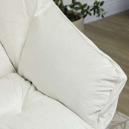 Living Room Recliner with Ottoman Relax Armchair for Bedroom with Side Pockets and Steel Legs for Living Room Cream