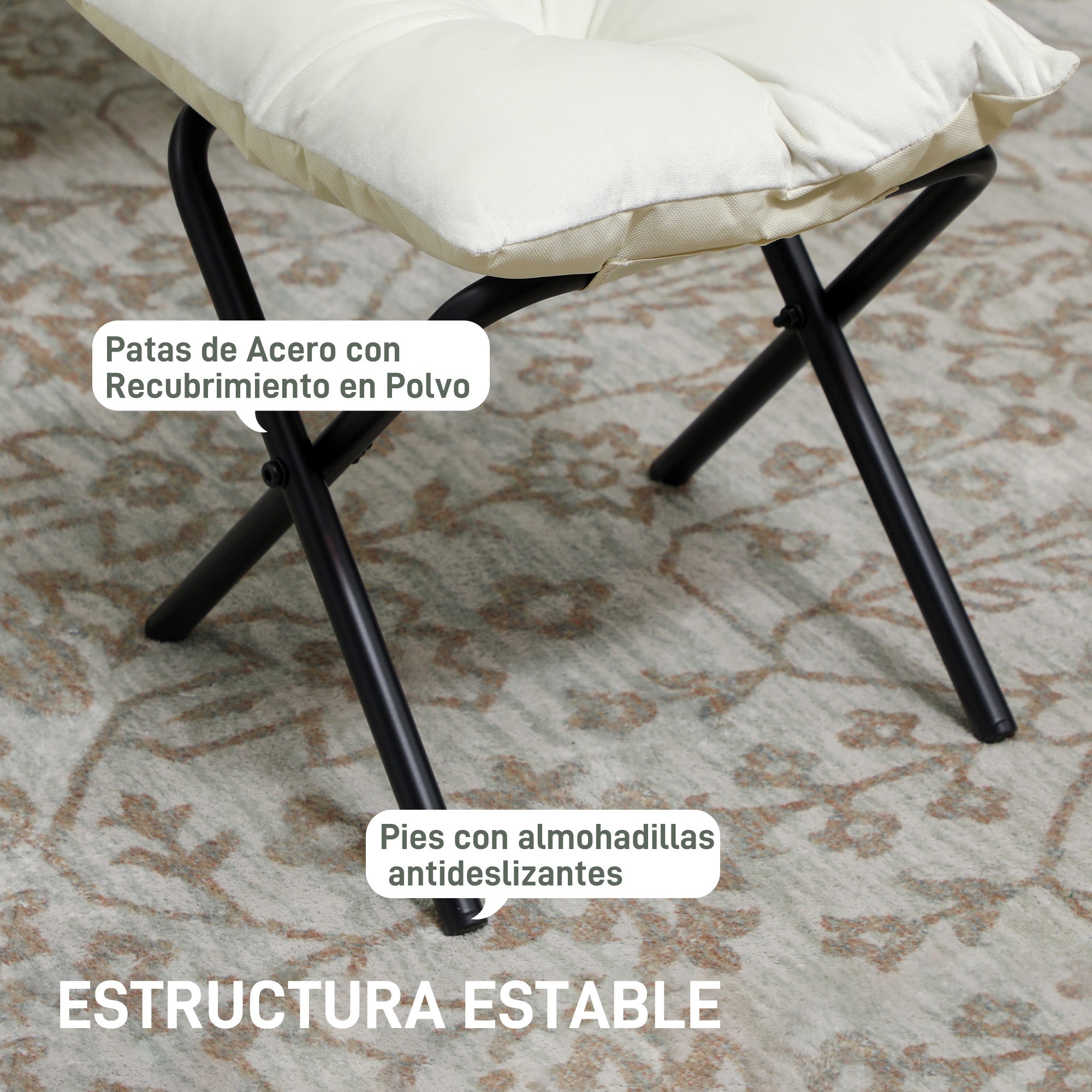 Living Room Recliner with Ottoman Relax Armchair for Bedroom with Side Pockets and Steel Legs for Living Room Cream