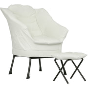 Living Room Recliner with Ottoman Relax Armchair for Bedroom with Side Pockets and Steel Legs for Living Room Cream