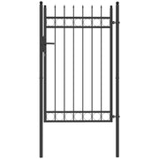 Garden Gate 147.5x89 cm Steel Bar Gate with Handle Lock and 3 Keys for Outdoor Patio Black