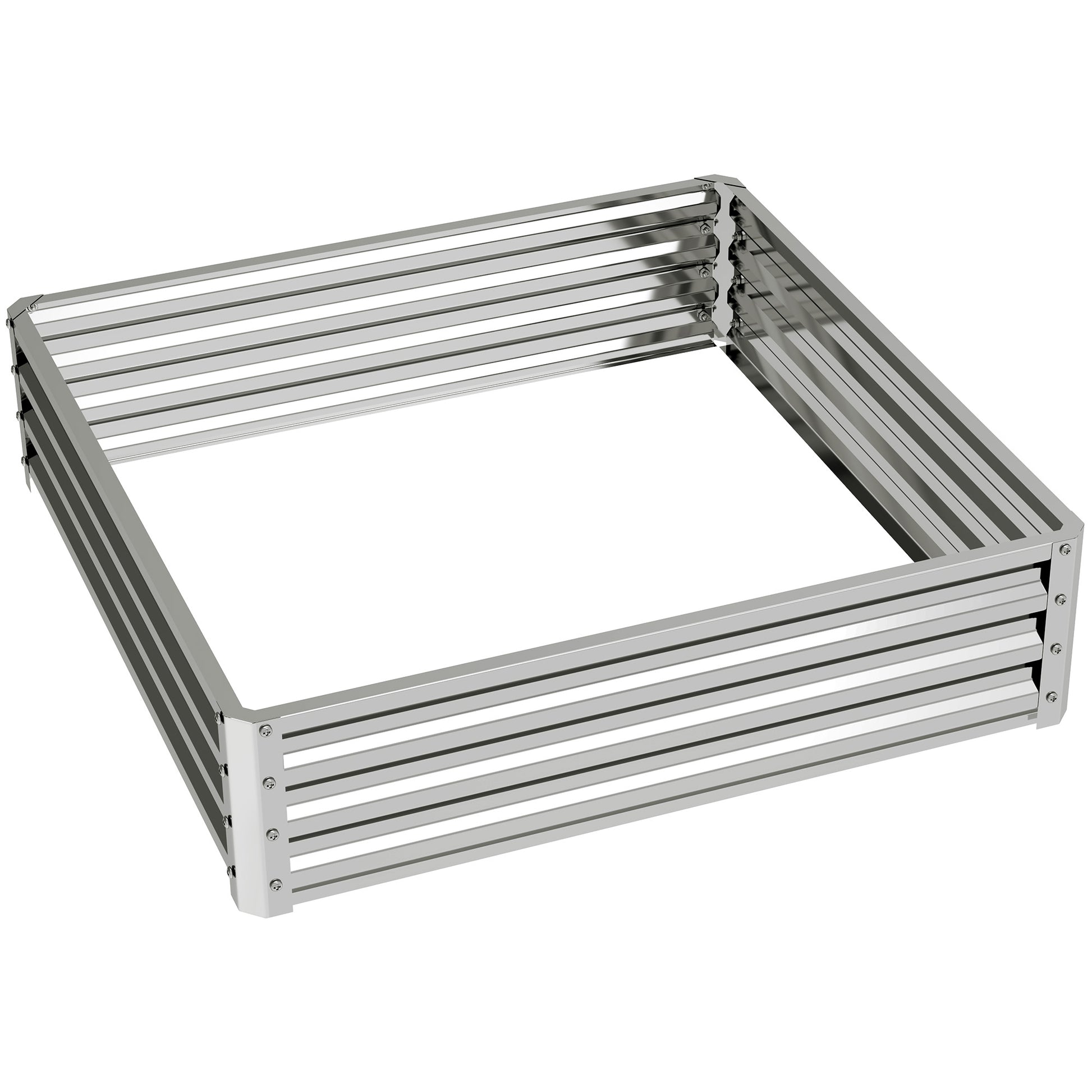 Raised Garden Bed, Planter Box, Vegetable Bed, Plant Box, Herb Bed for Garden, Patio, Balcony, Steel, Silver, 120 x 120 x 30 cm