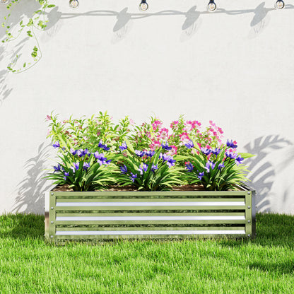 Raised Garden Bed, Planter Box, Vegetable Bed, Plant Box, Herb Bed for Garden, Patio, Balcony, Steel, Silver, 120 x 120 x 30 cm
