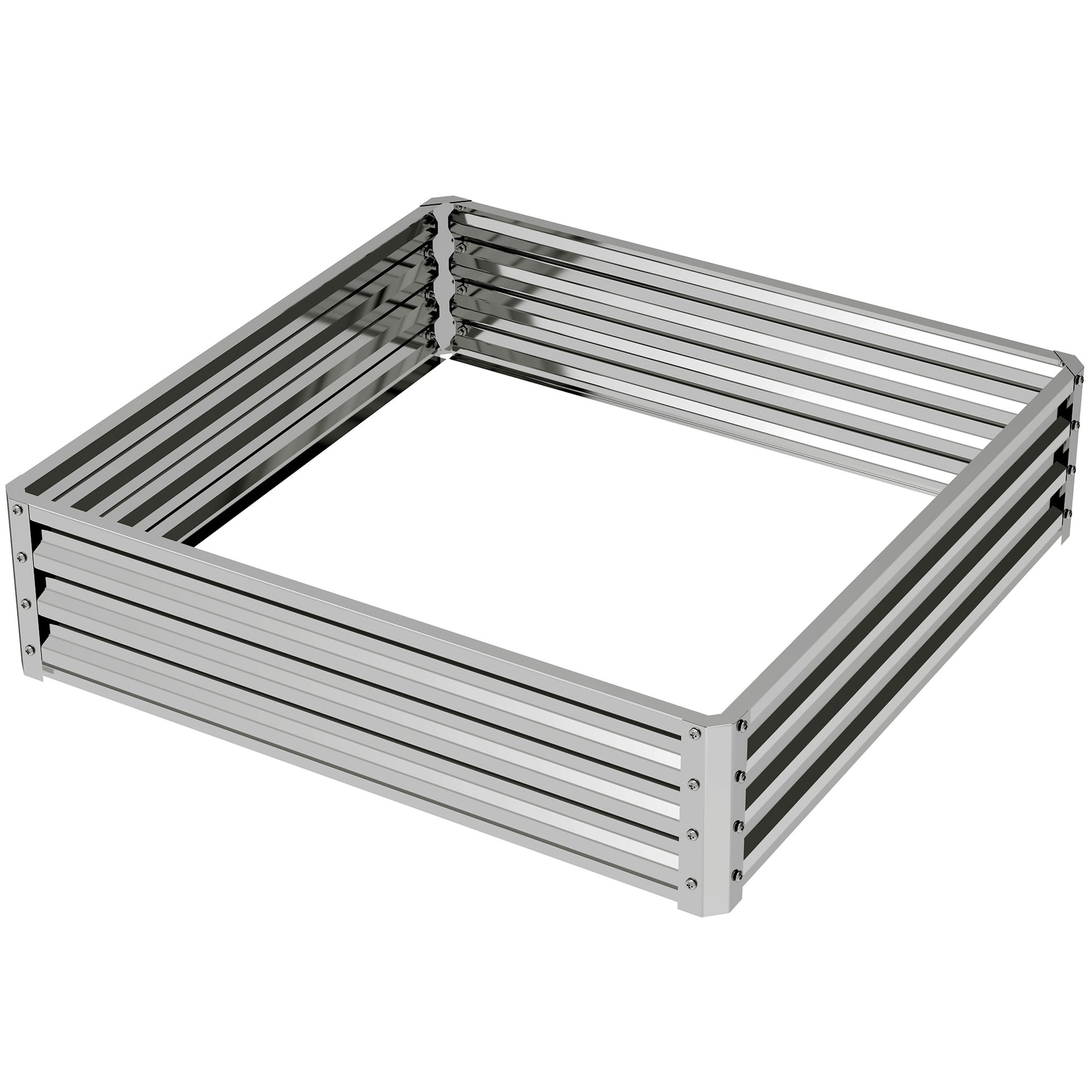 Raised Garden Bed, Planter Box, Vegetable Bed, Plant Box, Herb Bed for Garden, Patio, Balcony, Steel, Silver, 120 x 120 x 30 cm