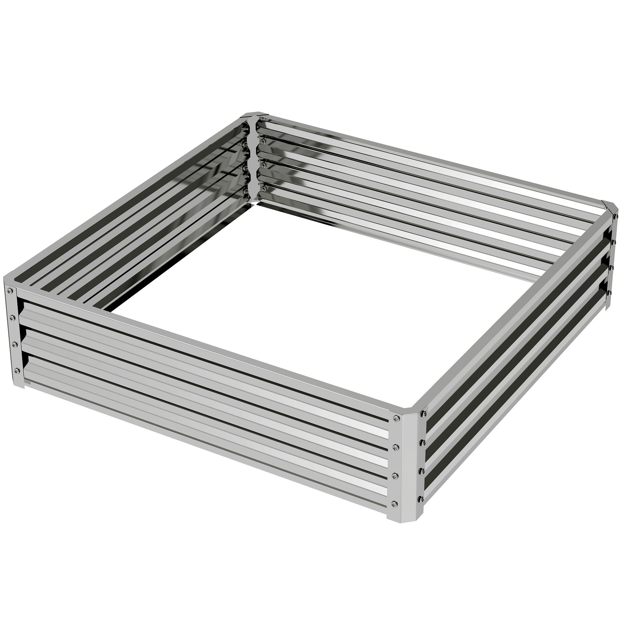 Raised Garden Bed, Planter Box, Vegetable Bed, Plant Box, Herb Bed for Garden, Patio, Balcony, Steel, Silver, 120 x 120 x 30 cm