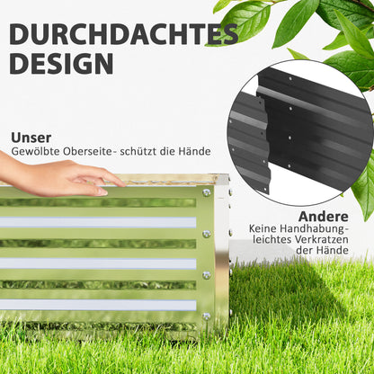 Raised Garden Bed, Planter Box, Vegetable Bed, Plant Box, Herb Bed for Garden, Patio, Balcony, Steel, Silver, 120 x 120 x 30 cm