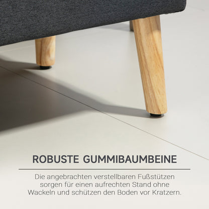 Storage Bench Upholstered Bench with Linen Look, Bed Bench with Wood Legs, Trunk Bench for Living Room Bedroom Hallway 110 x 39 x 45 cm, Dark Gray