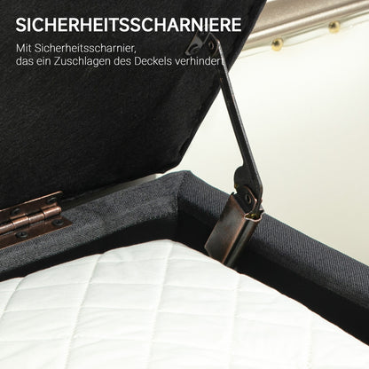 Storage Bench Upholstered Bench with Linen Look, Bed Bench with Wood Legs, Trunk Bench for Living Room Bedroom Hallway 110 x 39 x 45 cm, Dark Gray