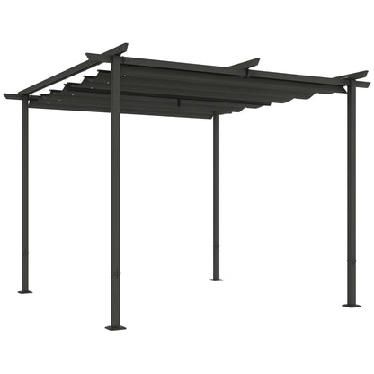 Pergola 3x3m Garden Pavilion Terrace Canopy made of Metal, Garden Pergola with Adjustable Sunroof, UV Protection 30+ Freestanding Sunshade for Terrace and Garden, Dark Gray