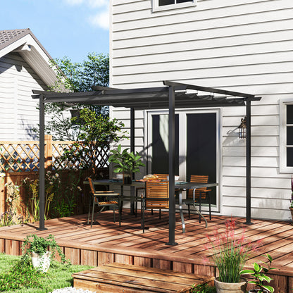 Pergola 3x3m Garden Pavilion Terrace Canopy made of Metal, Garden Pergola with Adjustable Sunroof, UV Protection 30+ Freestanding Sunshade for Terrace and Garden, Dark Gray