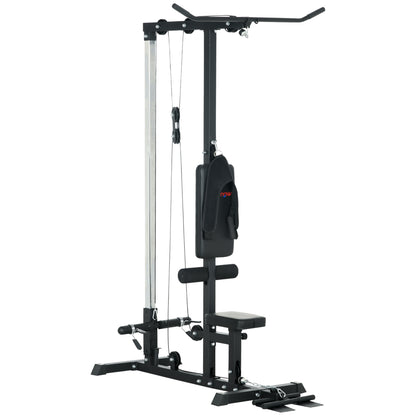 SPORTNOW Home Gym Power Tower multifunctional Lat Pulldown Station with Lat Pulldown Bar, Tricep Bar, up to 50 kg Weights Lat Pulldown Tower, Cable Pulldown Station Lat Pulldown Machine Fitness Equipment for Home Gym Strength Training