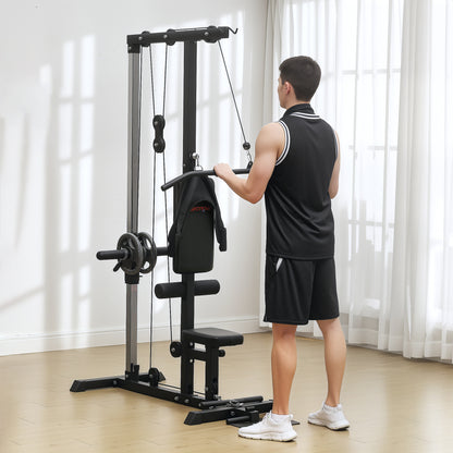 SPORTNOW Home Gym Power Tower multifunctional Lat Pulldown Station with Lat Pulldown Bar, Tricep Bar, up to 50 kg Weights Lat Pulldown Tower, Cable Pulldown Station Lat Pulldown Machine Fitness Equipment for Home Gym Strength Training