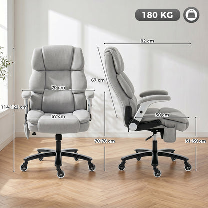 Office Chair — 397 lb Capacity, Inflatable Lumbar Support, Extra-Wide Executive Seat, Flip-Up Arms, Pocket Springs, Class-4 Gas Lift, Light Gray