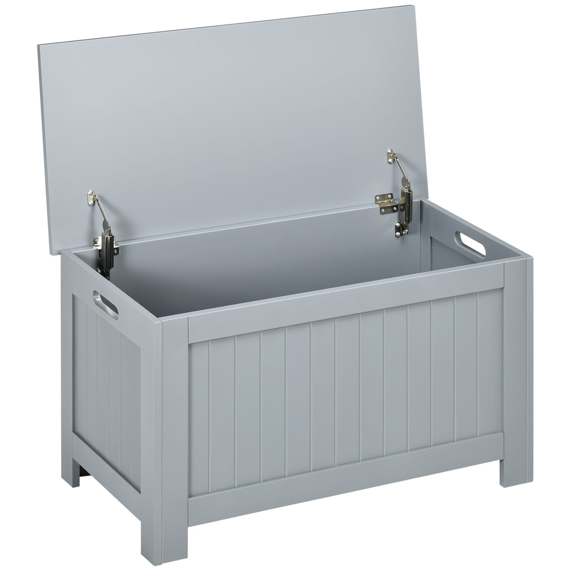 Storage Trunk for Bedroom Storage Bench with Lid Versatile Storage Trunk with Safety Hinge for Hallway Living Room 81x40x46 cm Gray