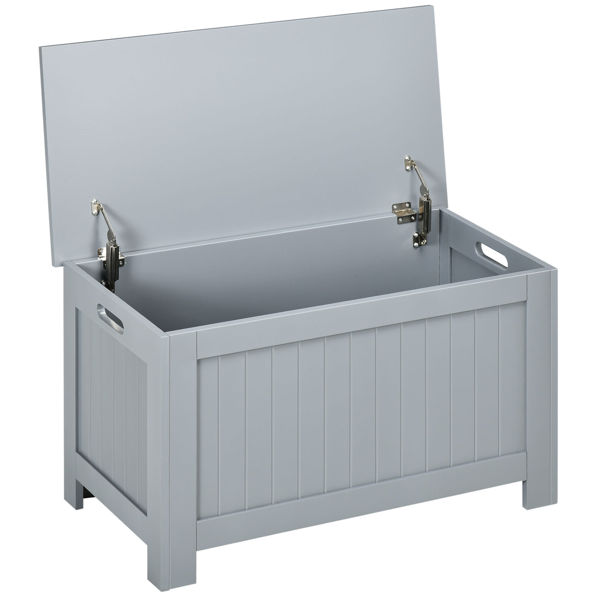 Storage Trunk for Bedroom Storage Bench with Lid Versatile Storage Trunk with Safety Hinge for Hallway Living Room 81x40x46 cm Gray