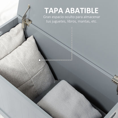 Storage Trunk for Bedroom Storage Bench with Lid Versatile Storage Trunk with Safety Hinge for Hallway Living Room 81x40x46 cm Gray