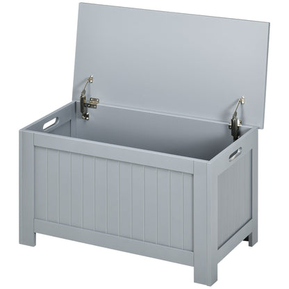 Storage Trunk for Bedroom Storage Bench with Lid Versatile Storage Trunk with Safety Hinge for Hallway Living Room 81x40x46 cm Gray