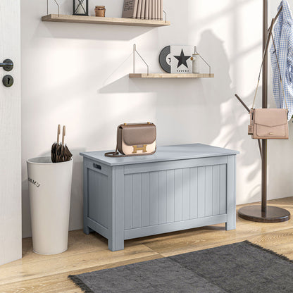 Storage Trunk for Bedroom Storage Bench with Lid Versatile Storage Trunk with Safety Hinge for Hallway Living Room 81x40x46 cm Gray
