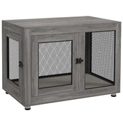 Home Dog Cage, Dog Crate with 2 Doors, Washable Cushion, Dog House with Adjustable Feet, Latches, for Large Dogs up to 30 kg, Gray, 94 x 60 x 71.5 cm