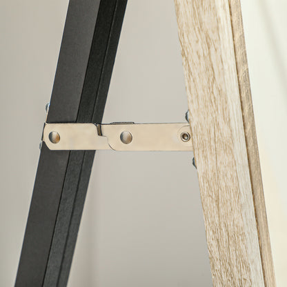 Full Body Mirror, 162.6 x 53.5 cm Floor Mirror with Stand, Wall Mirror for Living Room, Bedroom, Dressing Room White+Natural Wood