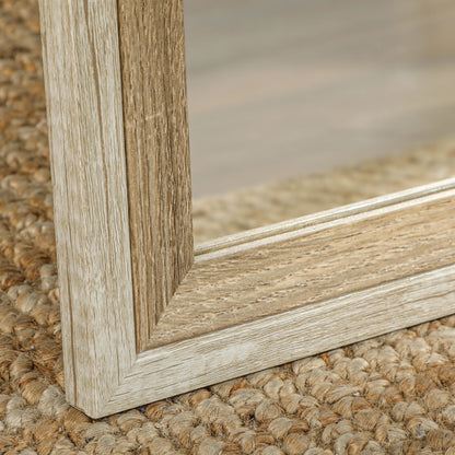 Full Body Mirror, 162.6 x 53.5 cm Floor Mirror with Stand, Wall Mirror for Living Room, Bedroom, Dressing Room White+Natural Wood