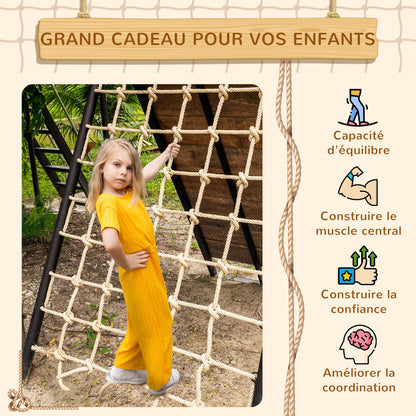 Children's Climbing Net for 3-6 year olds Outdoor Decorative PE Rope Net Protective Net for Ninja Playground Obstacle Course Dim. 1.5 x 2 m Brown