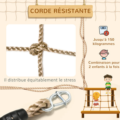 Children's Climbing Net for 3-6 year olds Outdoor Decorative PE Rope Net Protective Net for Ninja Playground Obstacle Course Dim. 1.5 x 2 m Brown