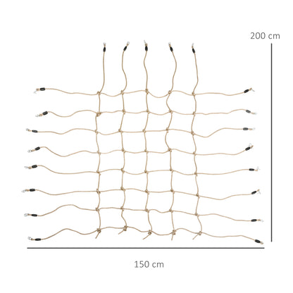 Children's Climbing Net for 3-6 year olds Outdoor Decorative PE Rope Net Protective Net for Ninja Playground Obstacle Course Dim. 1.5 x 2 m Brown