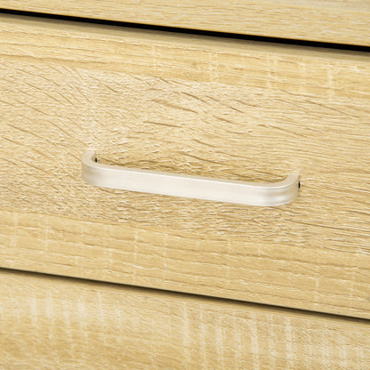 Office Drawer Unit File Cabinet with 4 Drawers Top Storage Shelf 4 Wheels and 2 Brakes for Study Office 40x36x65 cm Natural Wood