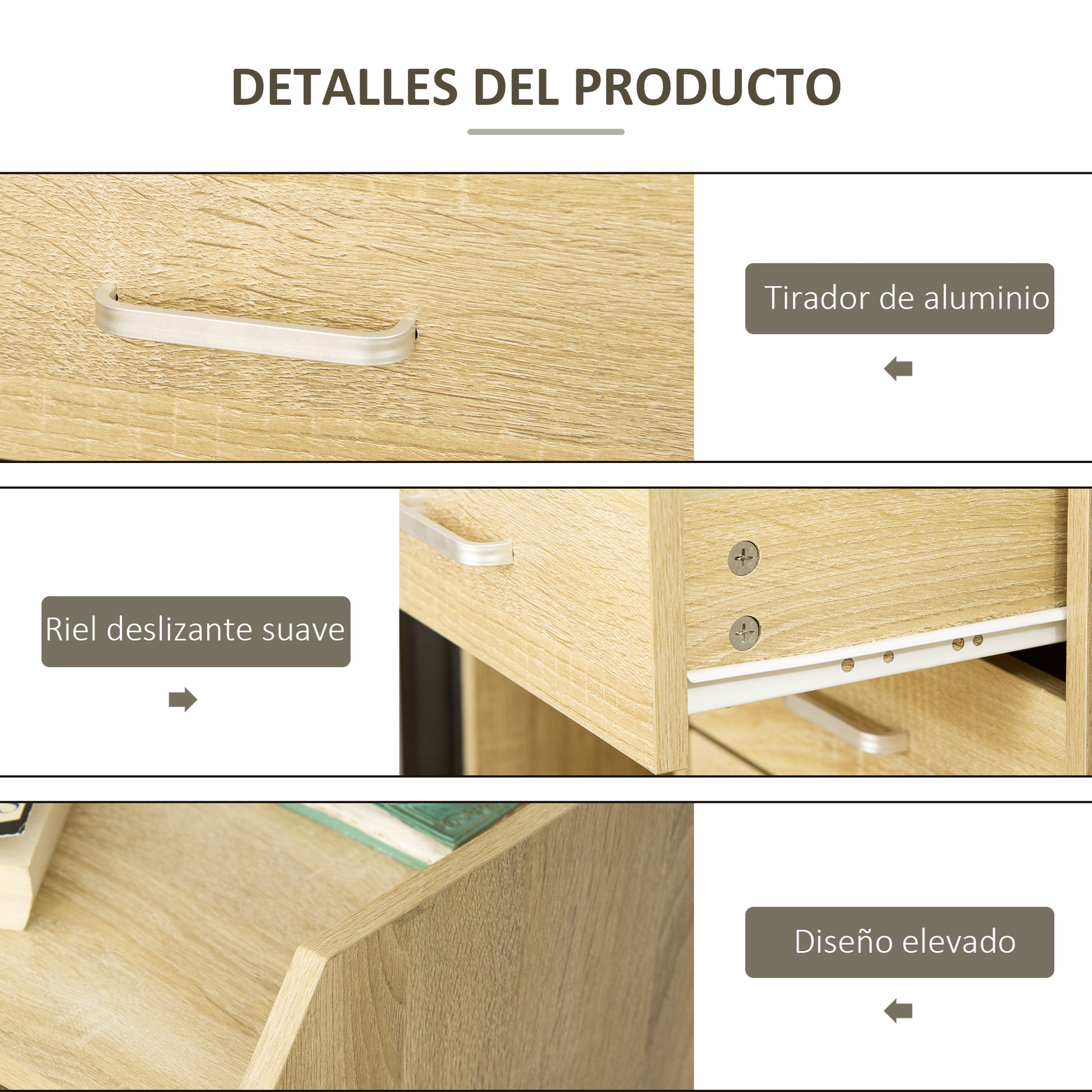 Office Drawer Unit File Cabinet with 4 Drawers Top Storage Shelf 4 Wheels and 2 Brakes for Study Office 40x36x65 cm Natural Wood