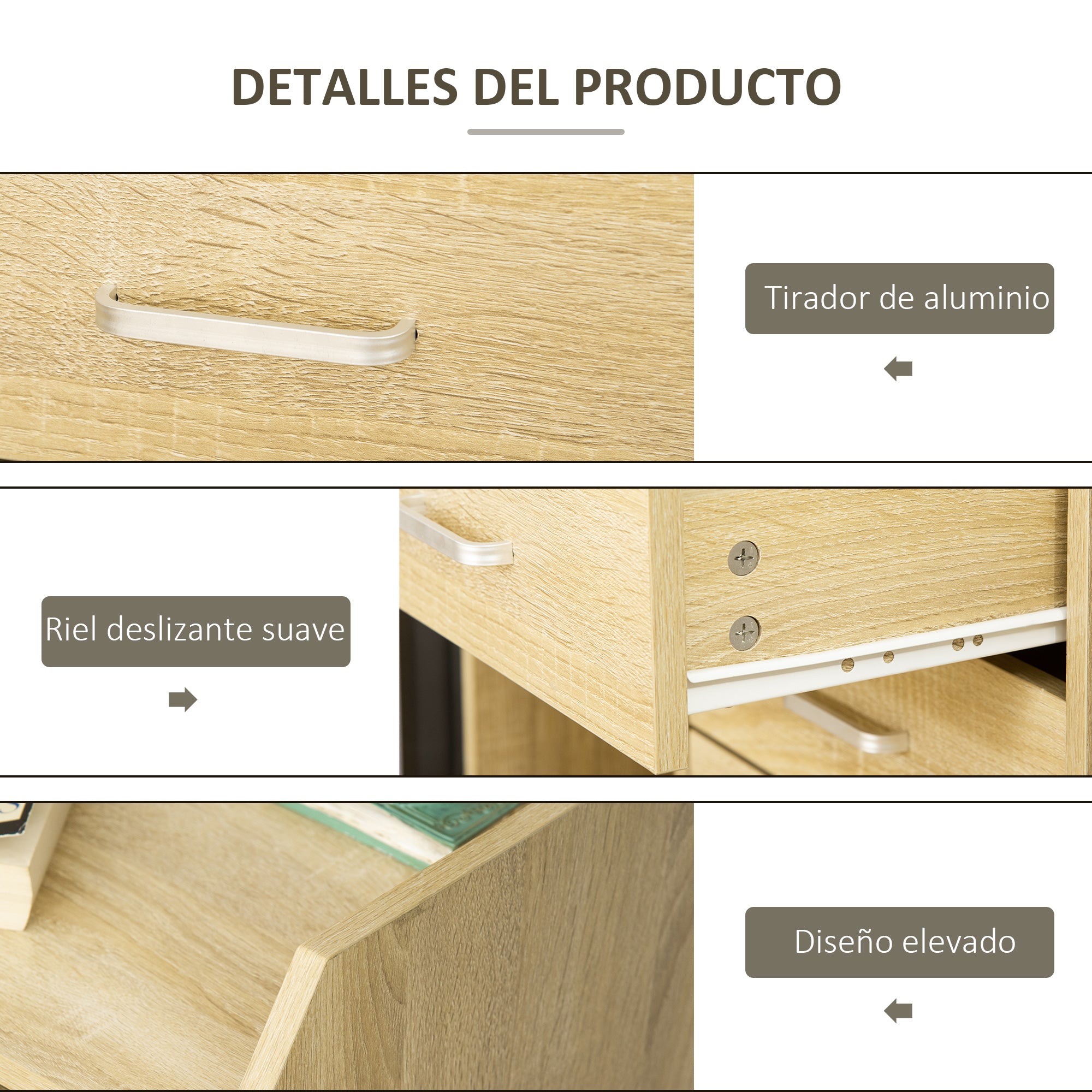 Office Drawer Unit File Cabinet with 4 Drawers Top Storage Shelf 4 Wheels and 2 Brakes for Study Office 40x36x65 cm Natural Wood