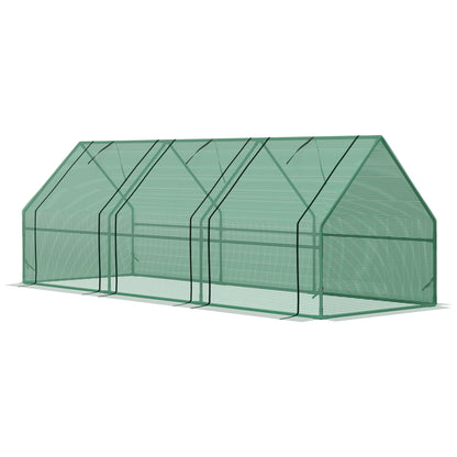 Greenhouse with 3 Roll-Up Windows, PE Grid Film, Steel Frame Greenhouse, Balcony Greenhouse, Garden Greenhouse, 270x90x90cm Tomato Greenhouse for Vegetables, Flowers, Plants, Green