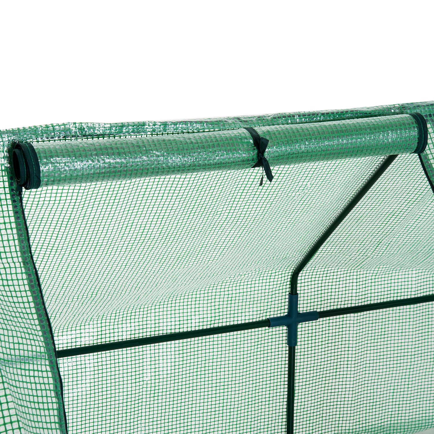 Greenhouse with 3 Roll-Up Windows, PE Grid Film, Steel Frame Greenhouse, Balcony Greenhouse, Garden Greenhouse, 270x90x90cm Tomato Greenhouse for Vegetables, Flowers, Plants, Green