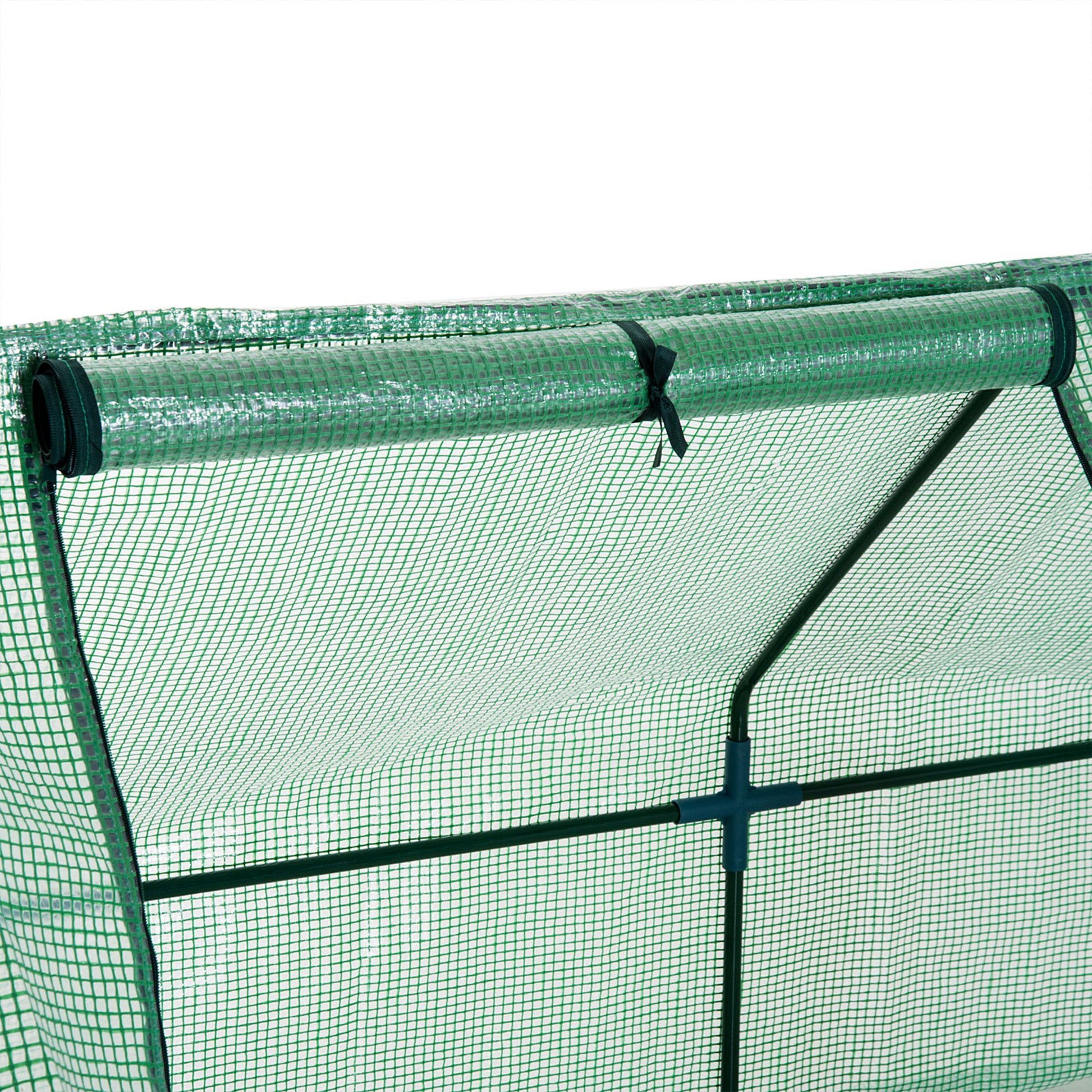 Greenhouse with 3 Roll-Up Windows, PE Grid Film, Steel Frame Greenhouse, Balcony Greenhouse, Garden Greenhouse, 270x90x90cm Tomato Greenhouse for Vegetables, Flowers, Plants, Green