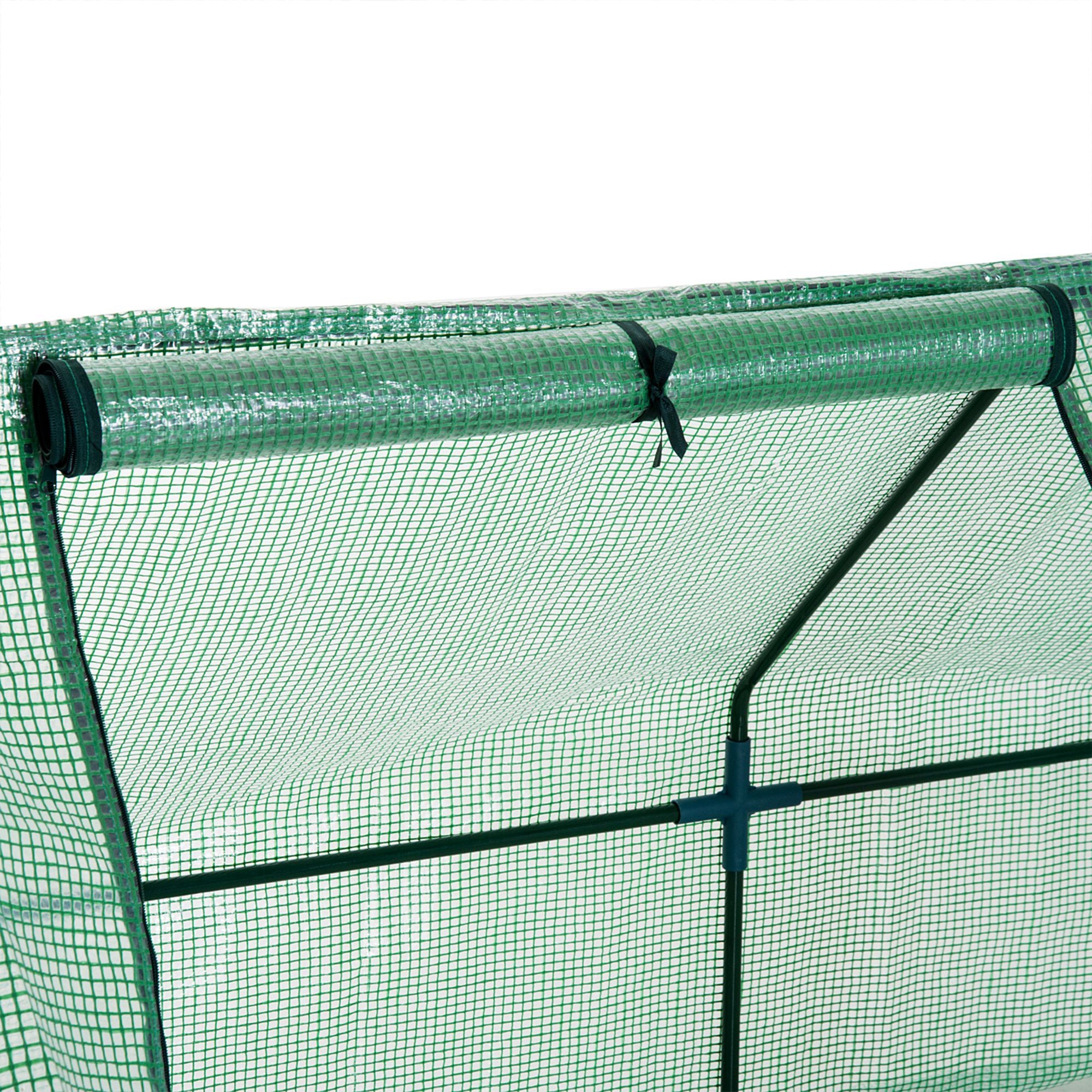 Greenhouse with 3 Roll-Up Windows, PE Grid Film, Steel Frame Greenhouse, Balcony Greenhouse, Garden Greenhouse, 270x90x90cm Tomato Greenhouse for Vegetables, Flowers, Plants, Green