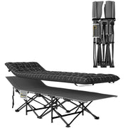 Folding Camp Bed with Mattress Carry Bag 190 x 67 x 37 cm Guest Bed up to 150 kg Camp Bed for Adults Folding Bed for Indoor, Outdoor, Garden Camping Travel Black