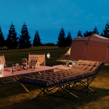 Folding Camp Bed with Mattress Carry Bag 190 x 67 x 37 cm Guest Bed up to 150 kg Camp Bed for Adults Folding Bed for Indoor, Outdoor, Garden Camping Travel Black