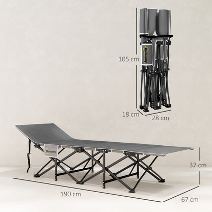 Folding Camp Bed with Mattress Carry Bag 190 x 67 x 37 cm Guest Bed up to 150 kg Camp Bed for Adults Folding Bed for Indoor, Outdoor, Garden Camping Travel Black